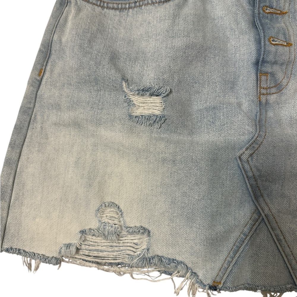 BDG Light Blue Distressed Denim Mini Skirt - Picture 3 of 5